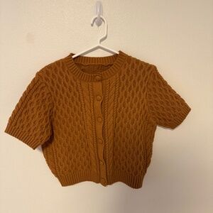 Cropped Dark Mustard Cardigan Sweater